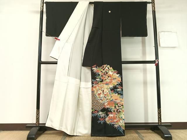 平和屋着物●本加賀友禅作家　稲荷茂雄　黒留袖　手描き　唐子遊び　金彩　正絹　逸品　未使用　CABB4971vp 平和屋着物○本加賀友禅作家 稲荷茂雄 黒留袖 手描き 唐子遊び 金彩