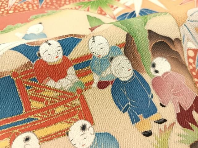 平和屋着物○本加賀友禅作家 稲荷茂雄 黒留袖 手描き 唐子遊び 金彩