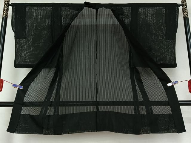 平和屋着物▽男性 黒紋付 長羽織 スリーシーズン 春夏秋 千歳茶色