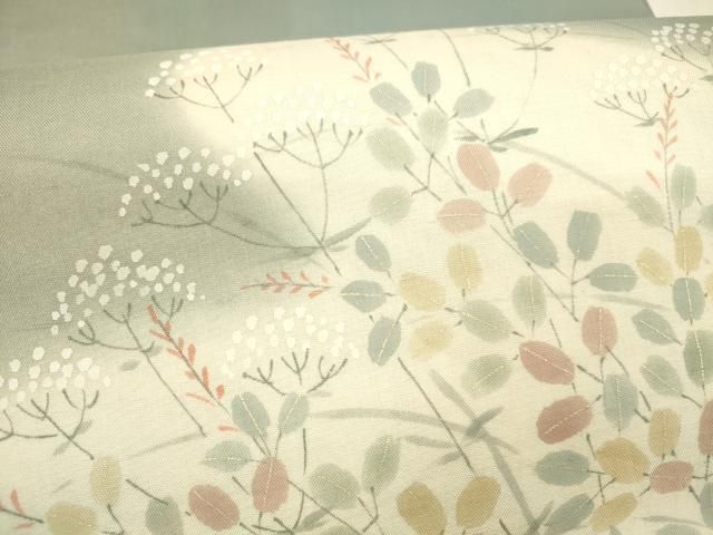 平和屋着物＊夏物 絹芭蕉 太鼓柄袋帯 手描き 蜻蛉南天草葉文 金彩 正絹