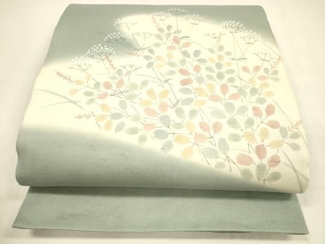 平和屋着物＊夏物 絹芭蕉 太鼓柄袋帯 手描き 蜻蛉南天草葉文 金彩 正絹