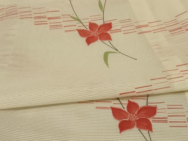 平和屋着物＊夏物　小紋　絽　草花文　洗える着物　AABE4690jd 平和屋着物＊夏物 小紋 絽 草花文 洗える着物 AABE4690jd