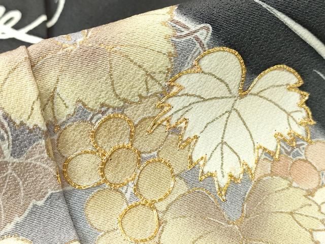 平和屋着物○訪問着 駒刺繍 葡萄蔦の葉文 暈し染め 金彩 京都きもの