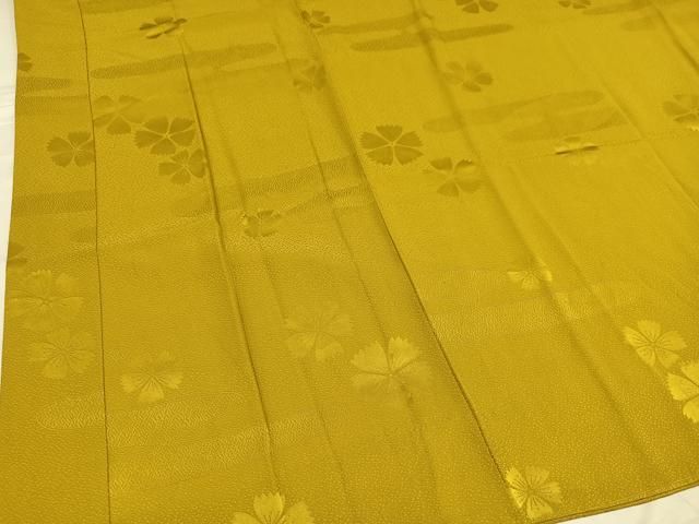 平和屋着物○長襦袢 無双仕立て 色無地 花地紋 芥子色 やまと誂製 正絹