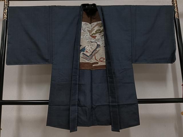 着物　大島紬　アンサンブル 平和屋着物○男性 本場大島紬 アンサンブル 100亀甲 総詰め 正絹 逸品