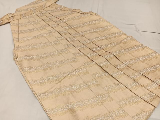 平和屋着物男性　馬乗り袴　金襴袴　舞葉文　金糸　正絹　逸品　AABE8151ph