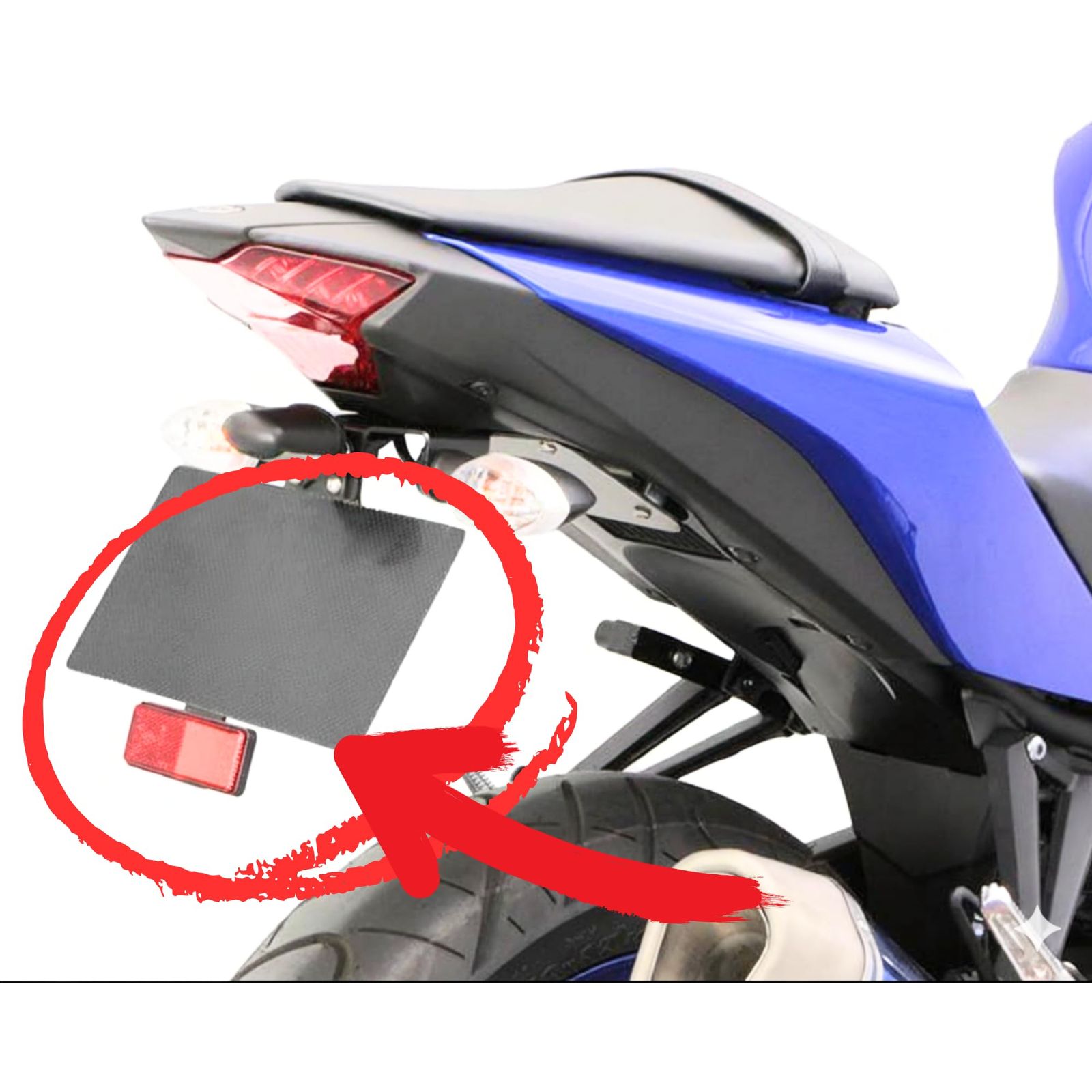 2個セット バイク用 リフレクター 反射板 赤色 角丸厚さ テープ貼付