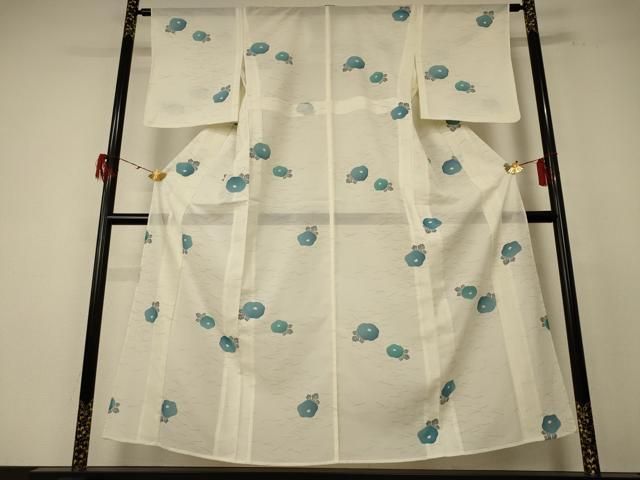 平和屋着物＊夏物 小紋 絽 草花文 洗える着物 AABE4792jd アウトレット