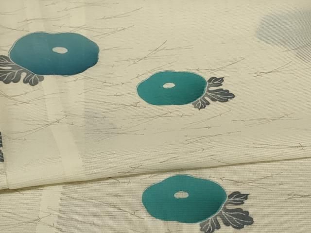 平和屋着物＊夏物 小紋 絽 草花文 洗える着物 AABE4792jd アウトレット