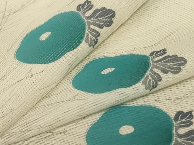 平和屋着物＊夏物 小紋 絽 草花文 洗える着物 AABE4792jd アウトレット