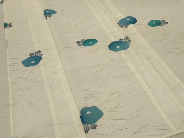 平和屋着物＊夏物 小紋 絽 草花文 洗える着物 AABE4792jd アウトレット