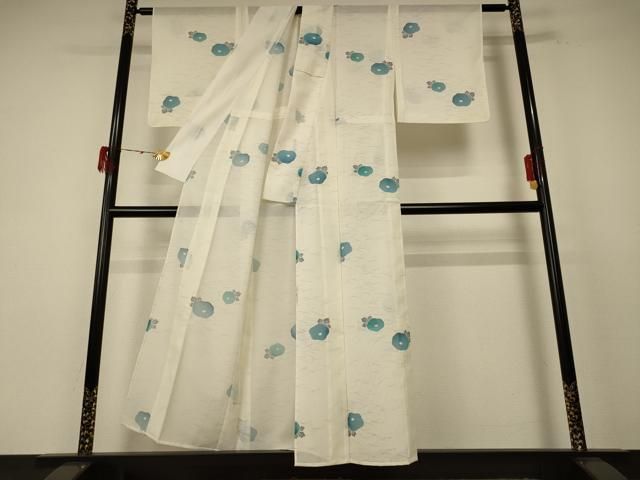 平和屋着物＊夏物 小紋 絽 草花文 洗える着物 AABE4792jd アウトレット