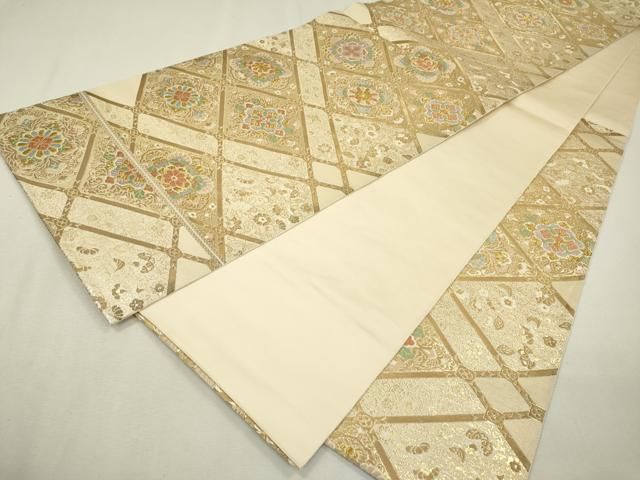 平和屋着物○西陣 服部織物謹製 六通柄袋帯 唐織 天井正倉院花唐草文