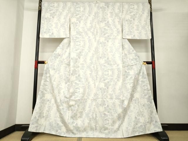 平和屋着物●本場大島紬　白大島　カタス7マルキ　草花文　正絹　逸品　未使用　AABG9866cs 平和屋着物○本場大島紬 白大島 カタス7マルキ 花蔦草文 やまと誂製
