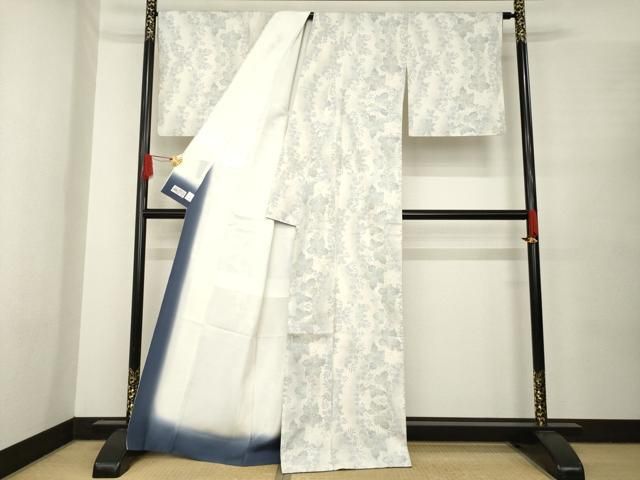 平和屋着物●本場大島紬　白大島　カタス7マルキ　草花文　正絹　逸品　未使用　AABG9866cs 平和屋着物○本場大島紬 白大島 カタス7マルキ 花蔦草文 やまと誂製