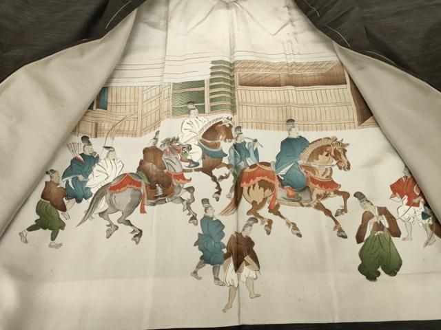 平和屋着物○男性 紬 アンサンブル 霞文 正絹 逸品 未使用 AABE8219ck