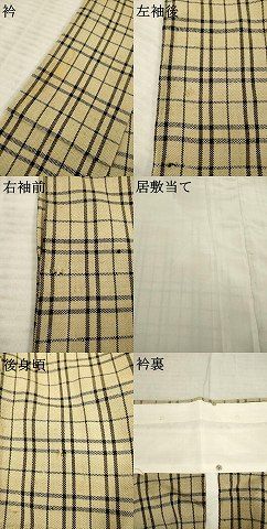 平和屋着物○ざざんざ織 伊兵衛織 単衣 格子 正絹 逸品 AABE9224ck