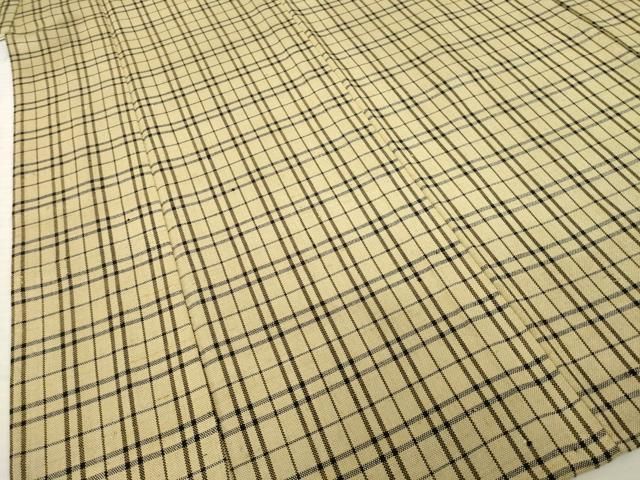 平和屋着物○ざざんざ織 伊兵衛織 単衣 格子 正絹 逸品 AABE9224ck