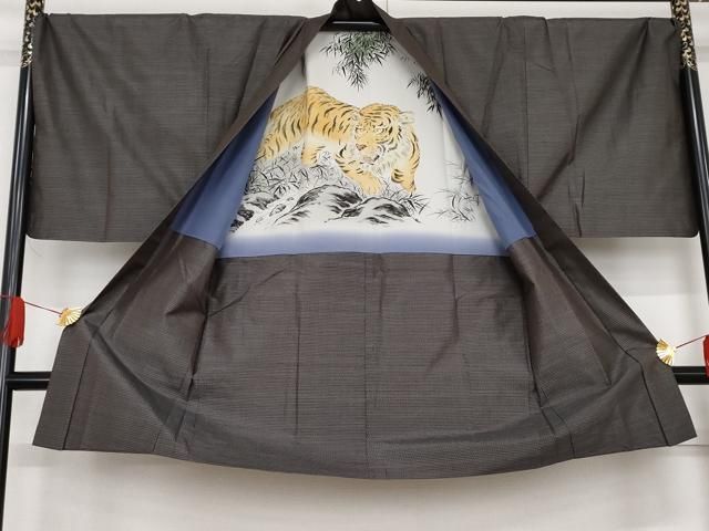 平和屋着物○男性 本場大島紬 アンサンブル 長襦袢(袷)セット 亀甲絣