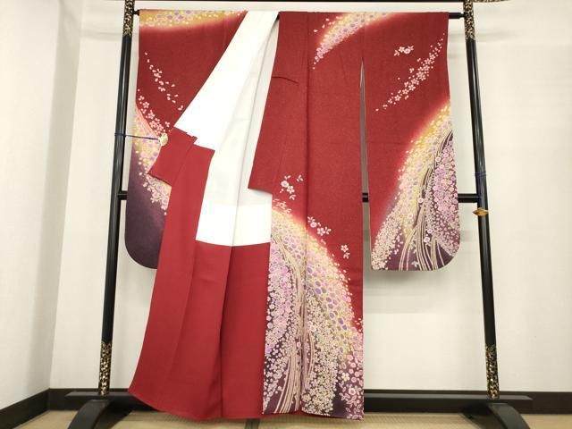 平和屋着物●豪華振袖　舞花文　朧染め　金通し地　正絹　逸品　AABE7740ck 平和屋着物○豪華振袖 舞花文 朧染め 金通し地 正絹 逸品 AABE7740ck