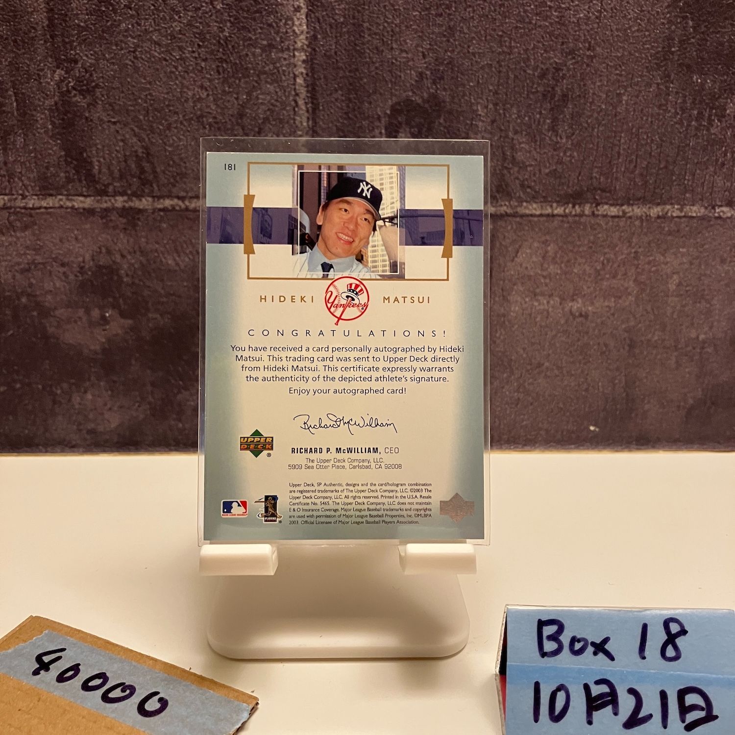 2003 Upper Deck SP Authentic 松井秀喜 Hideki Matsui 289/500 直筆