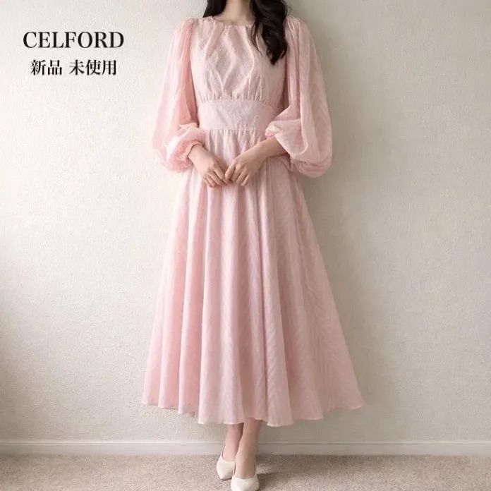 CELFORD×石井美保×&ROSY コラボ ドビーシフォンワンピース 38 M ピンク