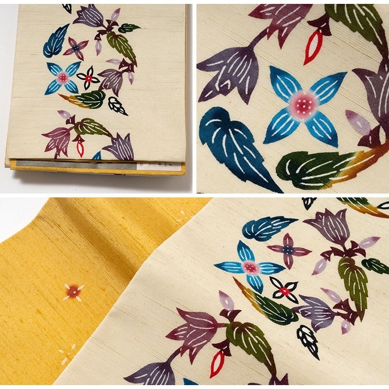 半巾帯 本紅型 正絹 琉球 両面 リバーシブル 半幅帯 レディース 女物