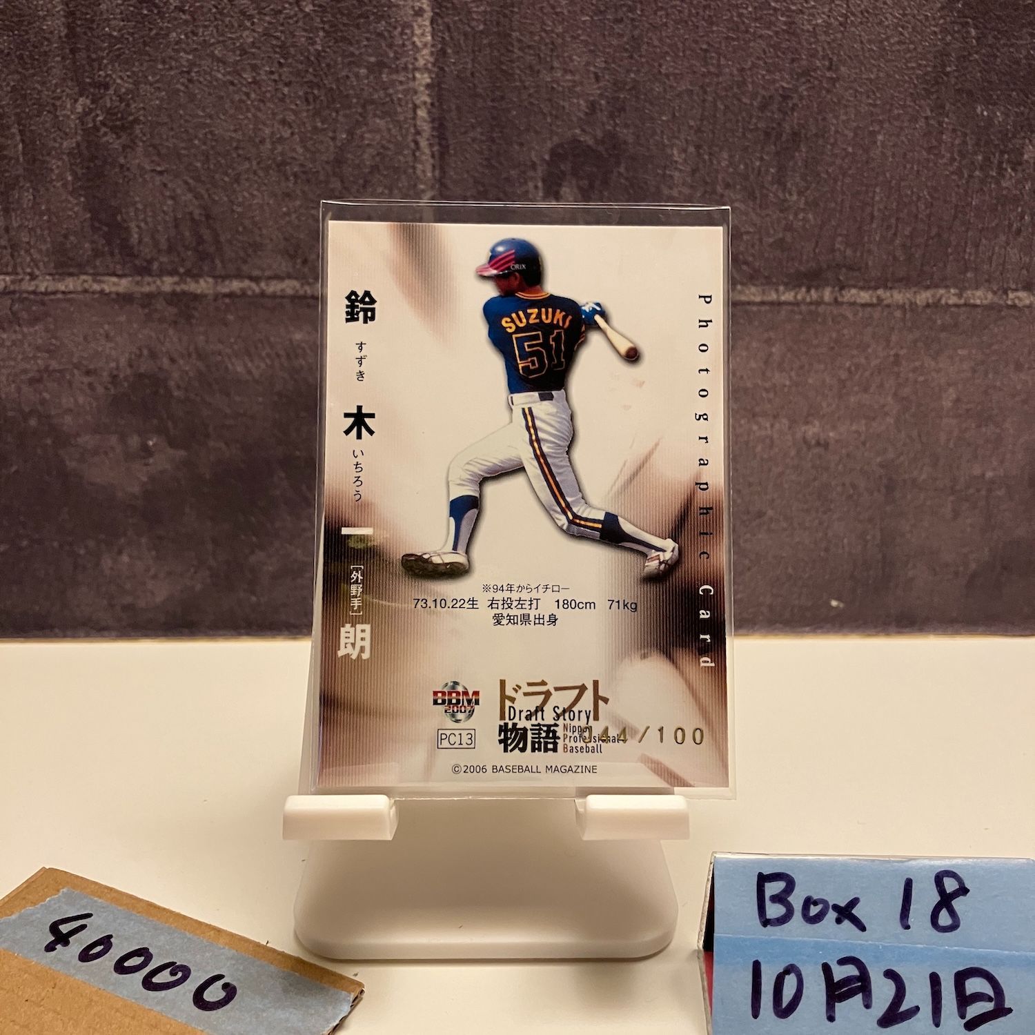 2006 BBM 鈴木一朗 Orix Buffaloes Photographic Card Draft Story