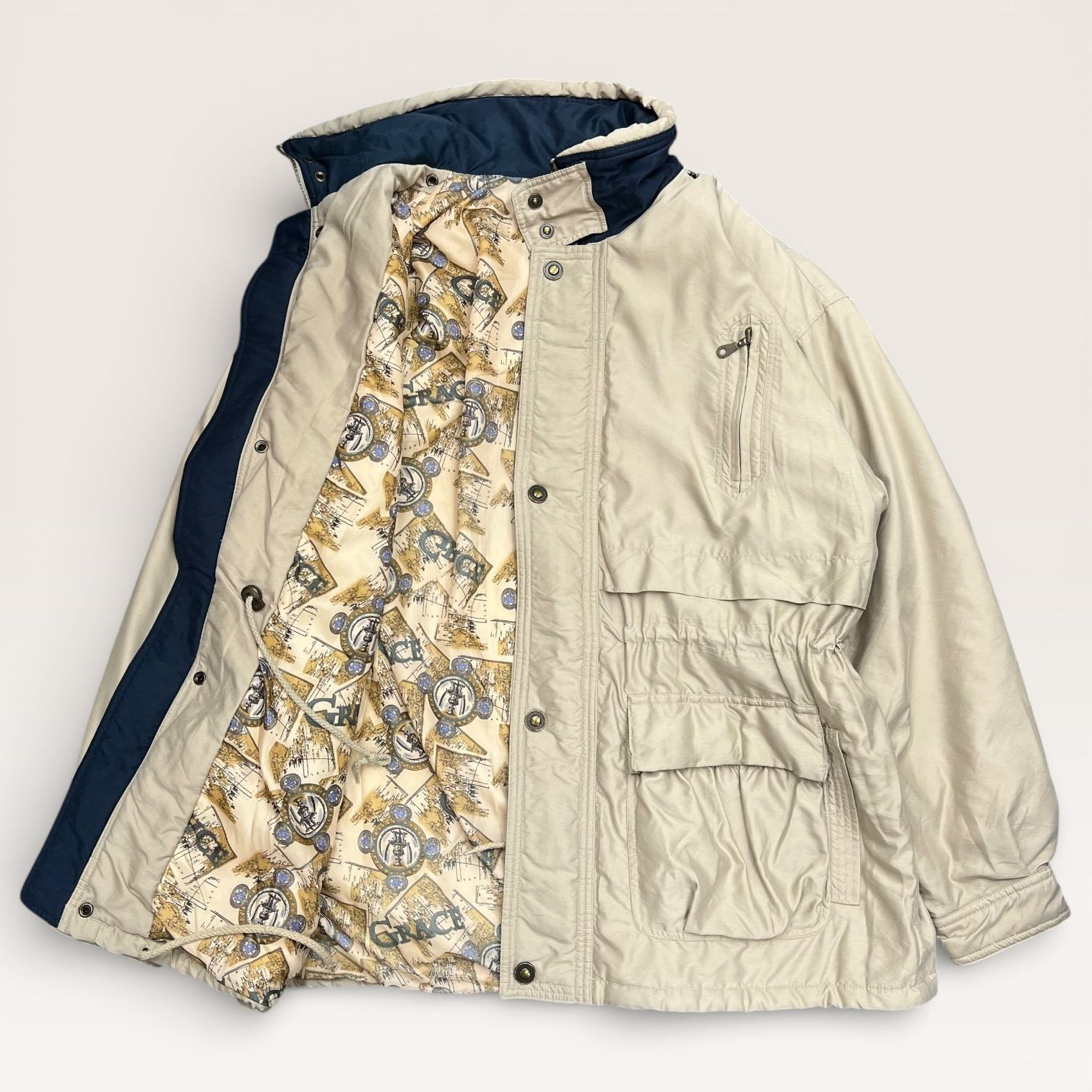 Vintage モッズコート ダウンコート Grace 54 XLサイズ ベージュ 古着