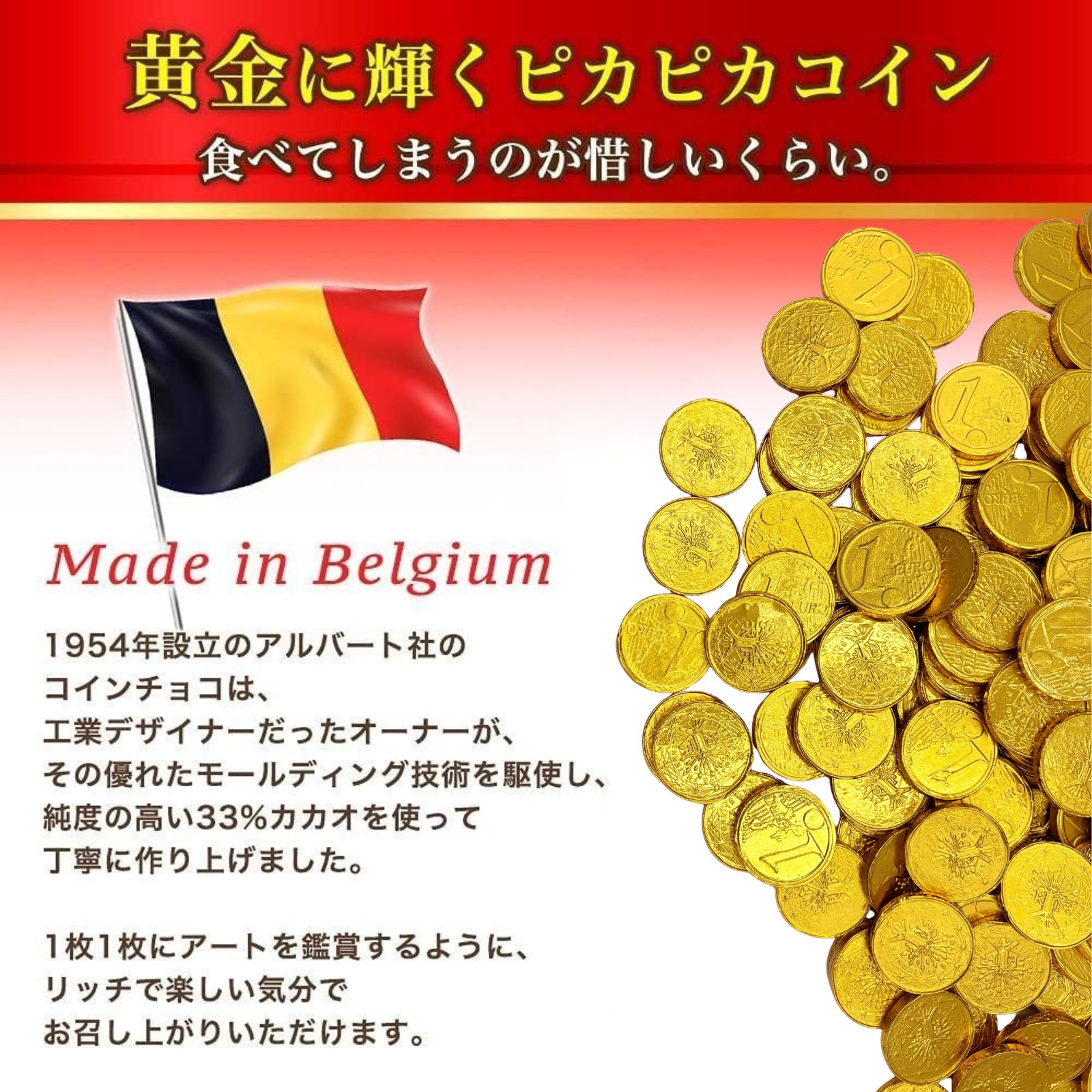 ベルギー産 コインチョコレート Lサイズ 1kg アルバート 金貨チョコ パーティー プレゼント ギフト