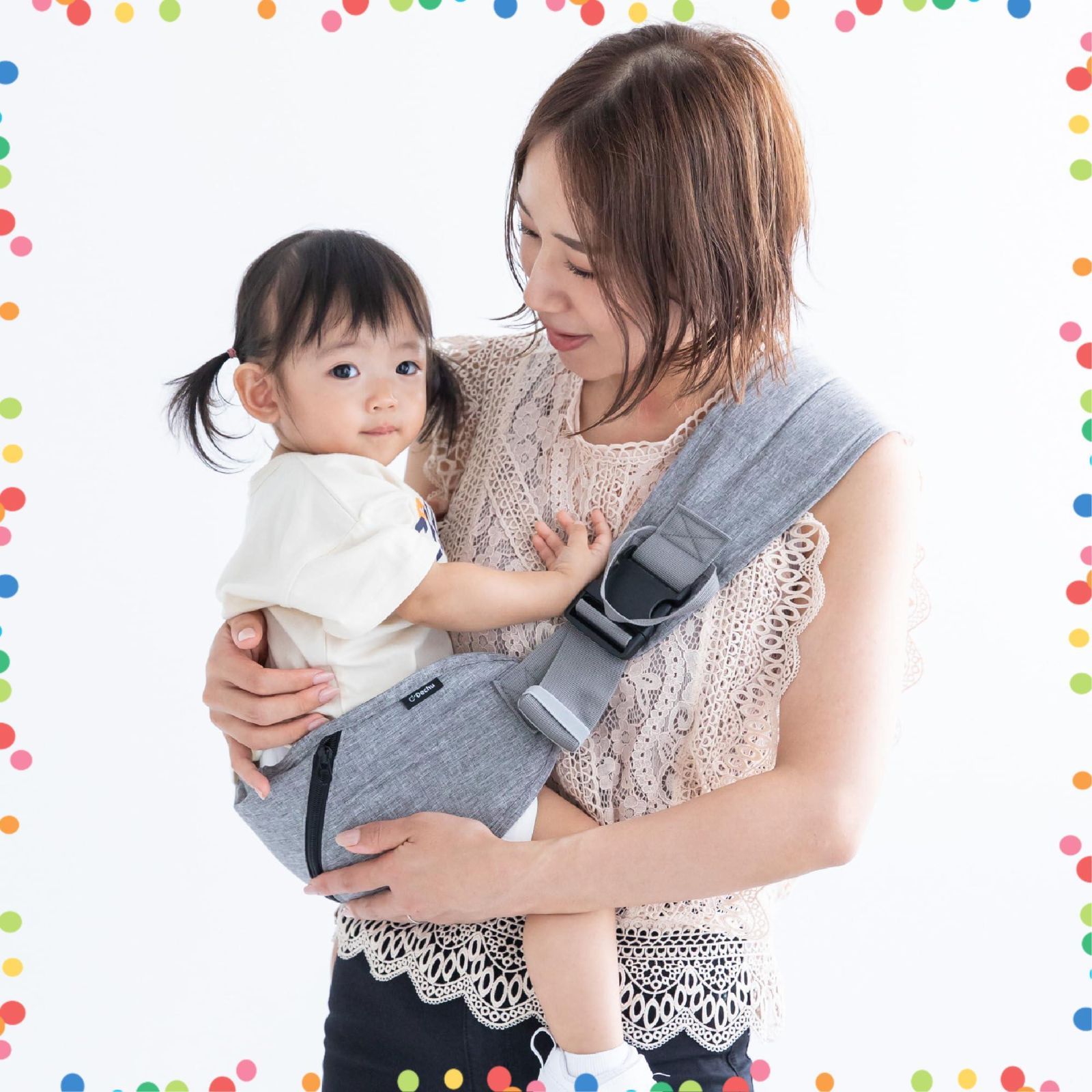 【特価セール】保育士さん推奨 抱っこ紐 片手 ポケット付き ヒップシート ベビースリング (グレー) 国内試験機関の耐荷重試験クリア】 【Dechu（デチュ）