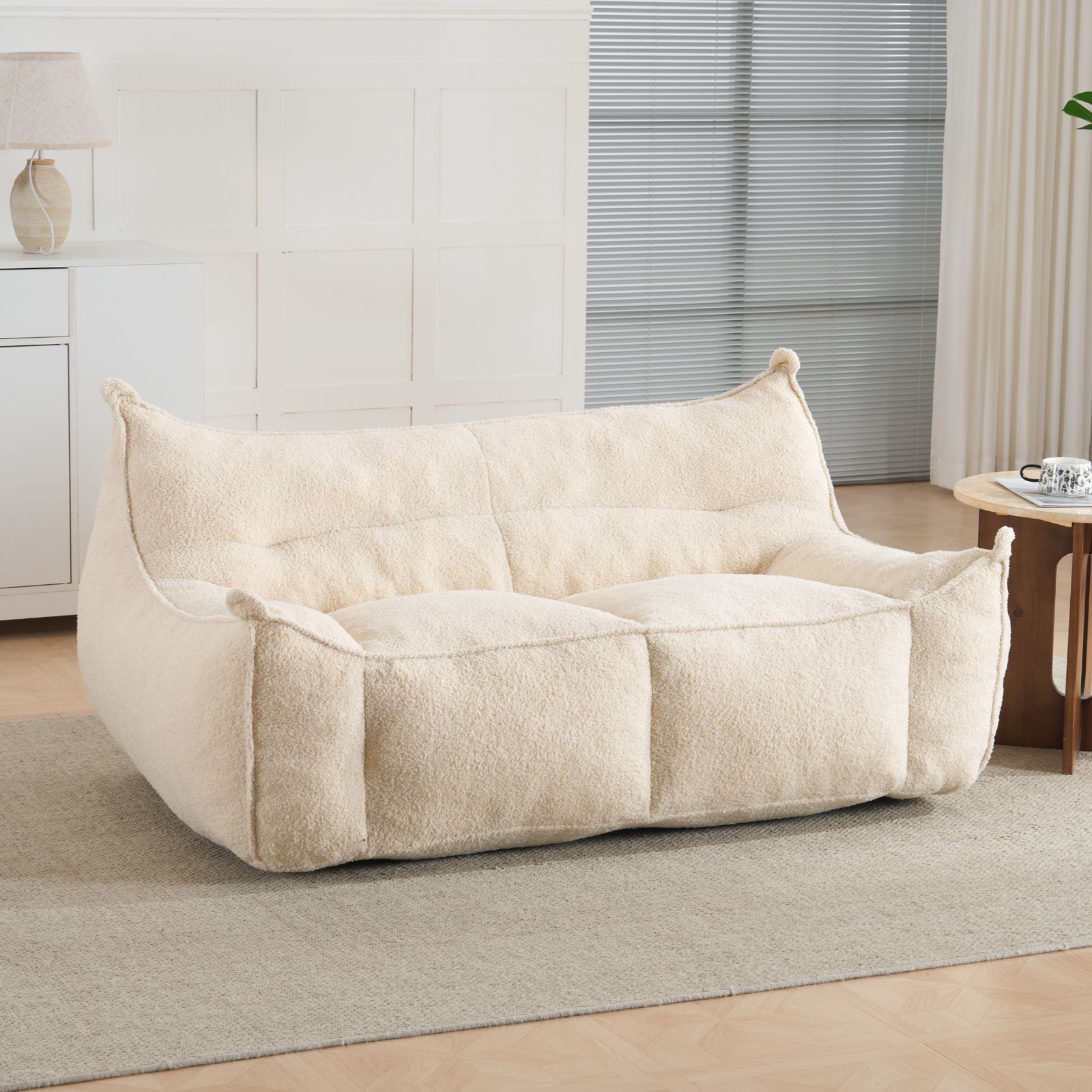 2人掛けソファ 幅160cm クッションソファー 圧縮梱包 フロアソファー