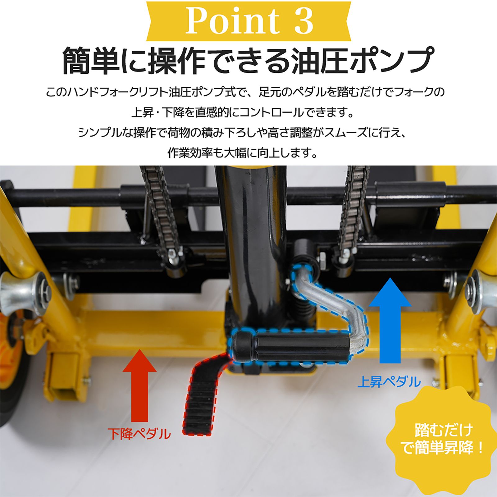 全新品 ハンドフォークリフト 昇降 フォーク 油圧ポンプ ハイタイプ 