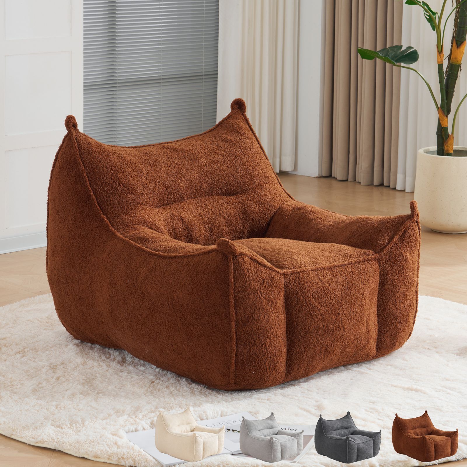 クッションソファー 座椅子 可愛い外観 1人掛 圧縮梱包 Brown 数量限定セール」 一人掛けソファ クッションソファー 座椅子 圧縮梱包