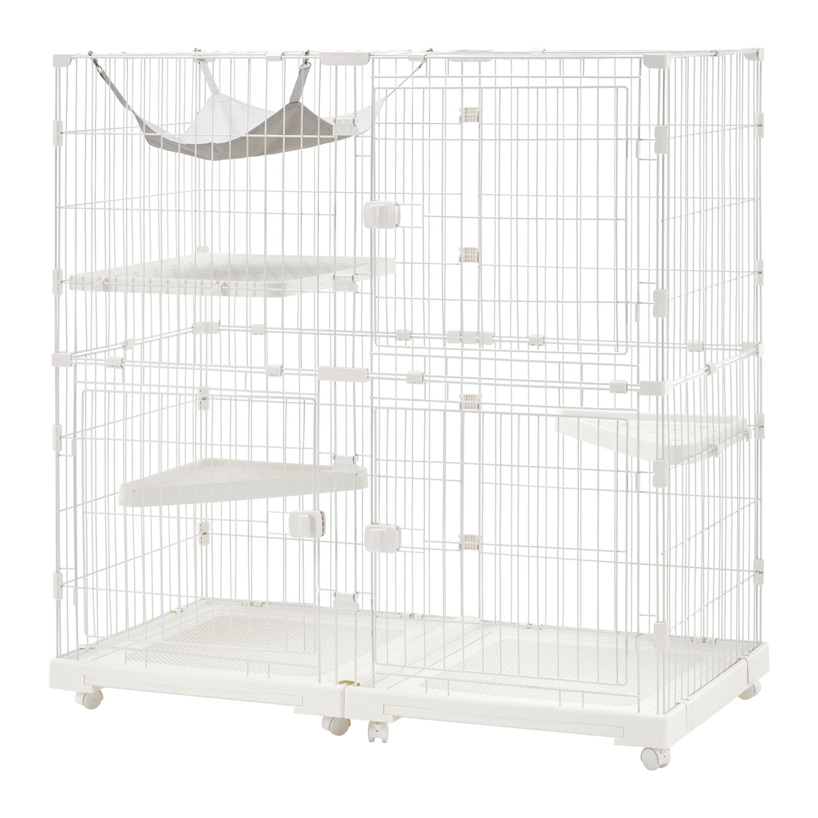 数量 猫 ケージ キャットケージ 2段 幅広設計 自由組み合わせ トレー付き 猫ドア付き ハンモック付き 大型 猫ゲージ 感 おしゃれ キャットハウス ネコ ハウス 多段 留守番 保護 脱走防止 多頭飼い 多頭 スチール