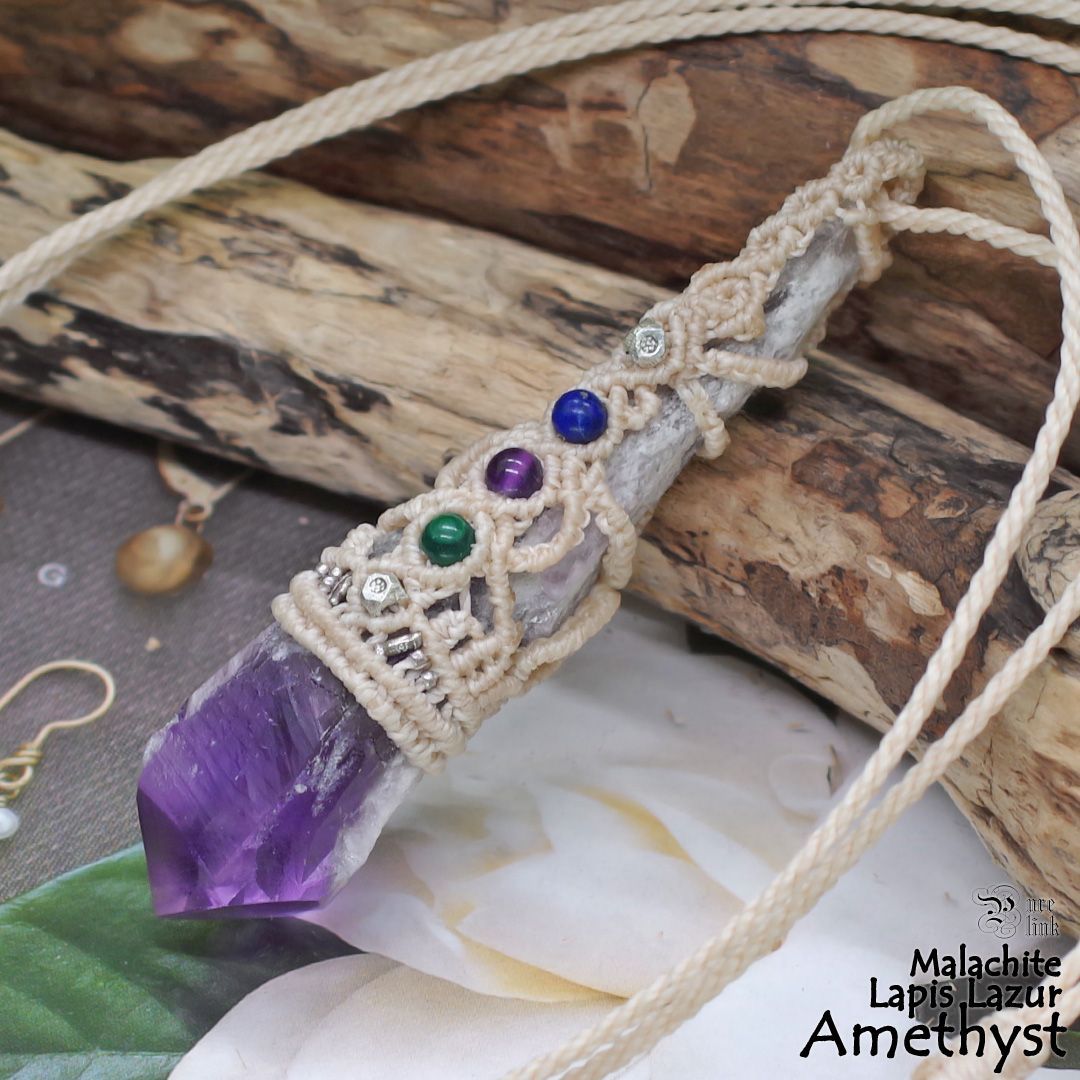 レア☆『アズライト』ドルジーマクラメ編トップネックレス2 公式 聖者