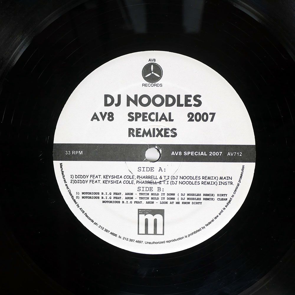 US盤 DJ NOODLES/AV8 SPECIAL 2007 REMIXES/AV8 AV712 12 - メルカリ