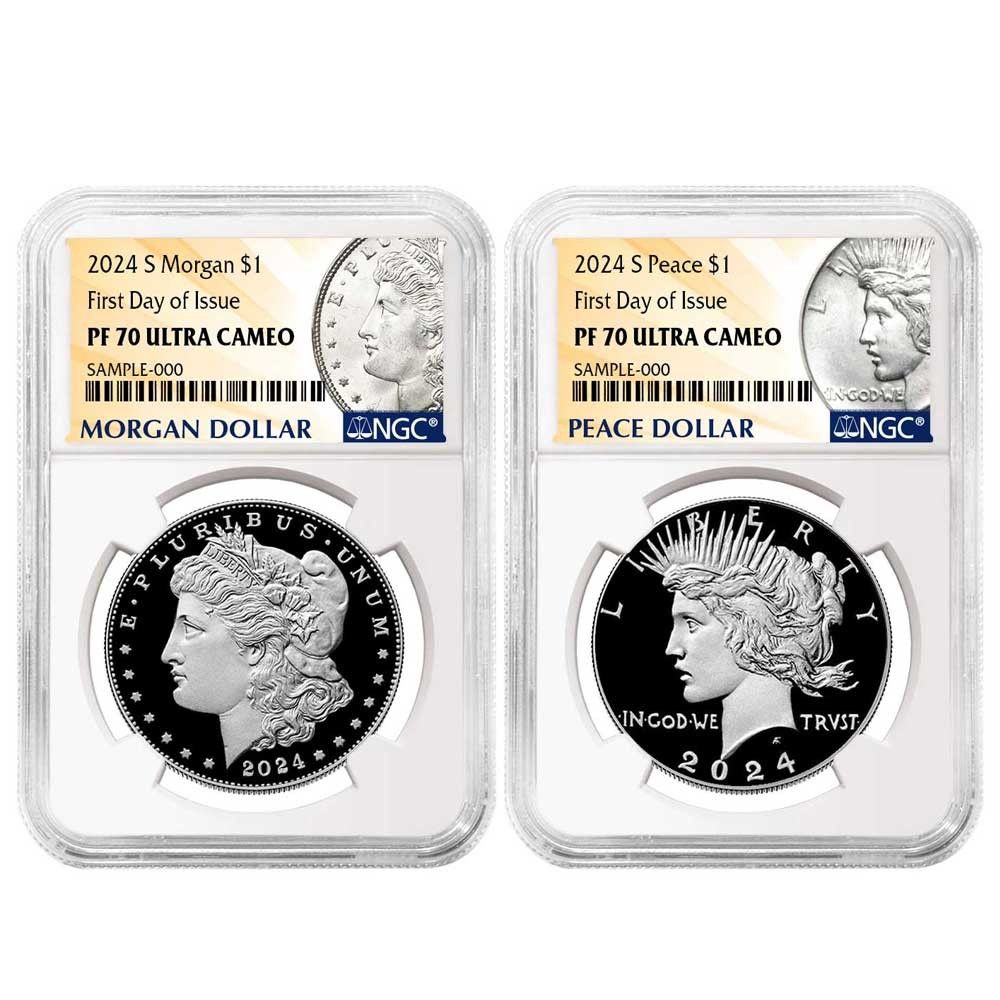 2024-S 1ドル プルーフ モルガン＆ピース シルバー ダラー 2枚セット