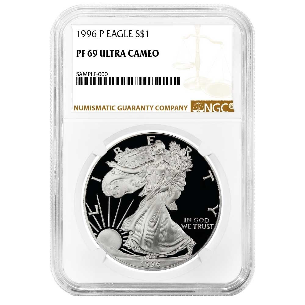1996-P プルーフ $1 アメリカン シルバー イーグル NGC PF69UC