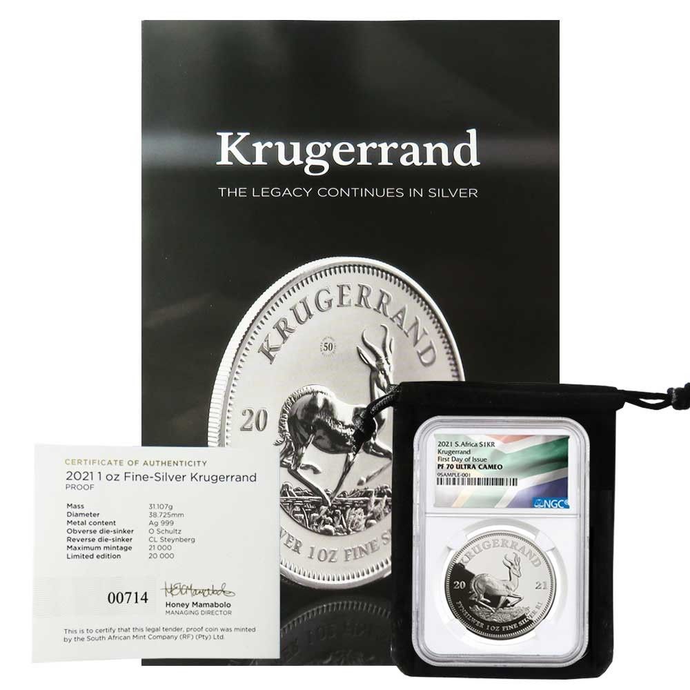 2021年 南アフリカ 1オンス シルバー クルーガーランド プルーフ R1