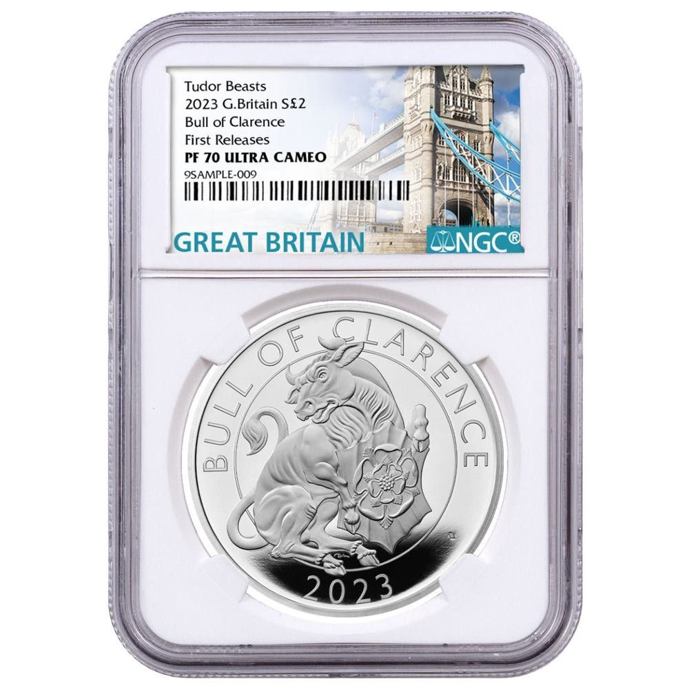 ★2023 イギリス 銀貨　チューダービースト クラレンス 雄牛 PF70 Yahoo!オークション - 最高鑑定 2023 イギリス 銀貨 チューダービース