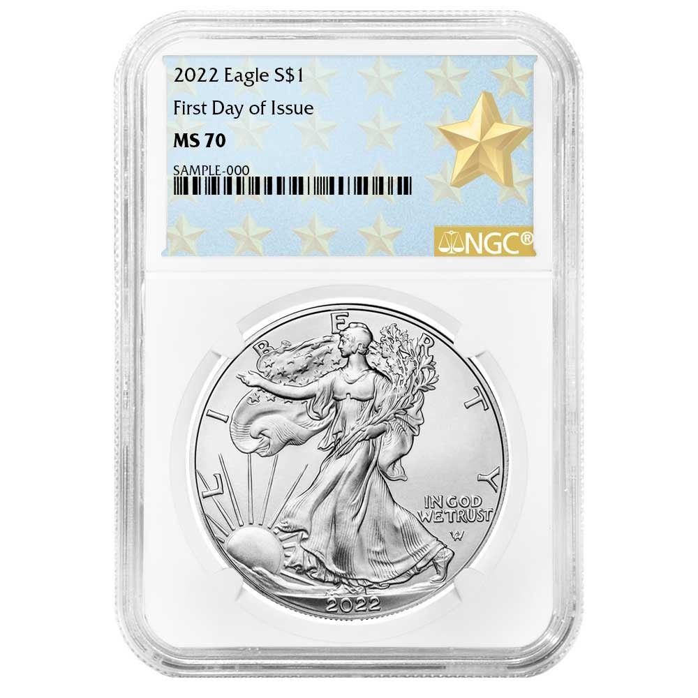 2022年 1ドル アメリカン シルバー イーグル NGC MS70 FDI ウェスト