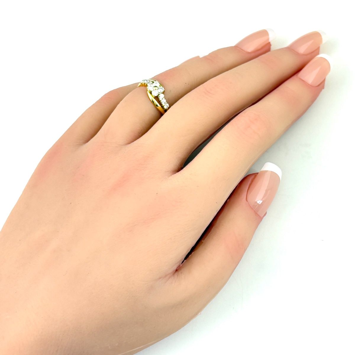 メレダイヤ デザインリング YG イエローゴールド 指輪 リング 11号 K18