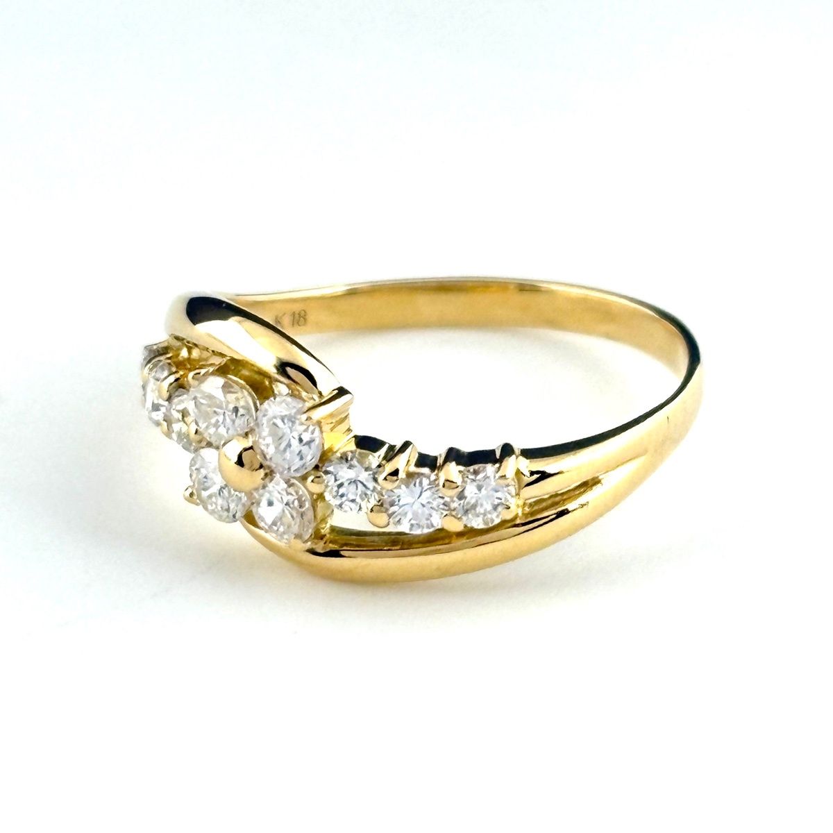 メレダイヤ デザインリング YG イエローゴールド 指輪 リング 11号 K18