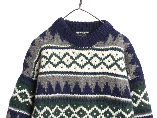 エクアドル製 ウール ニット セーター メンズ M レディース L 程 古着