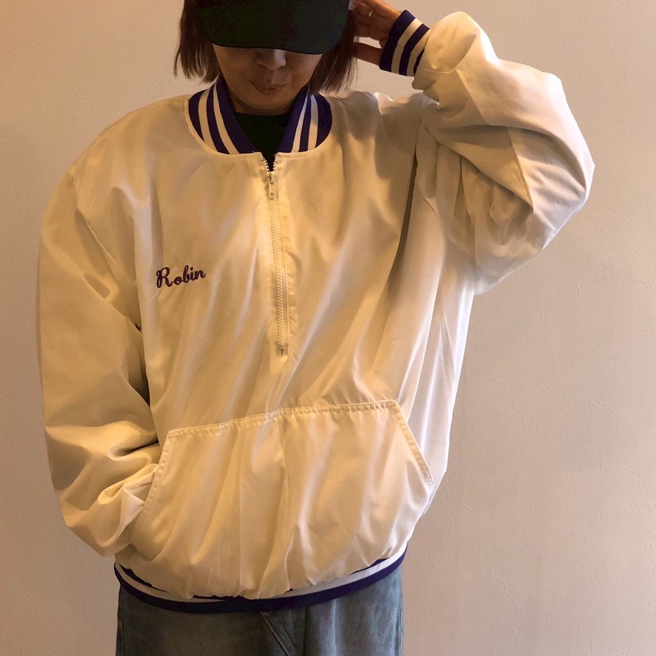 80-90s WINDLESS ハーフジップ中綿ナイロンブルゾン ヴィンテージ Made