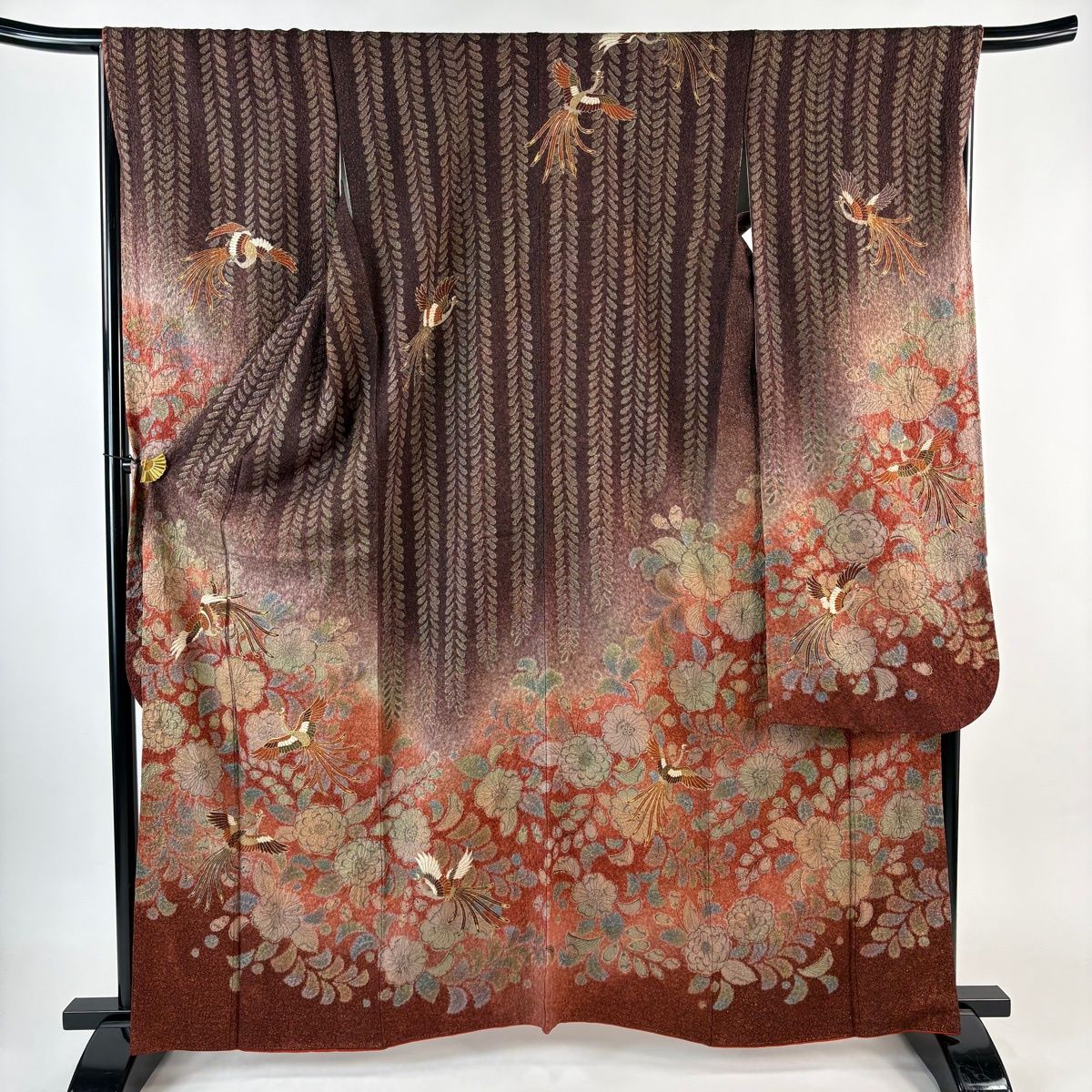 美品】 振袖 小売業者 身丈162.5cm 裄丈67.5cm L 袷 尾長鳥