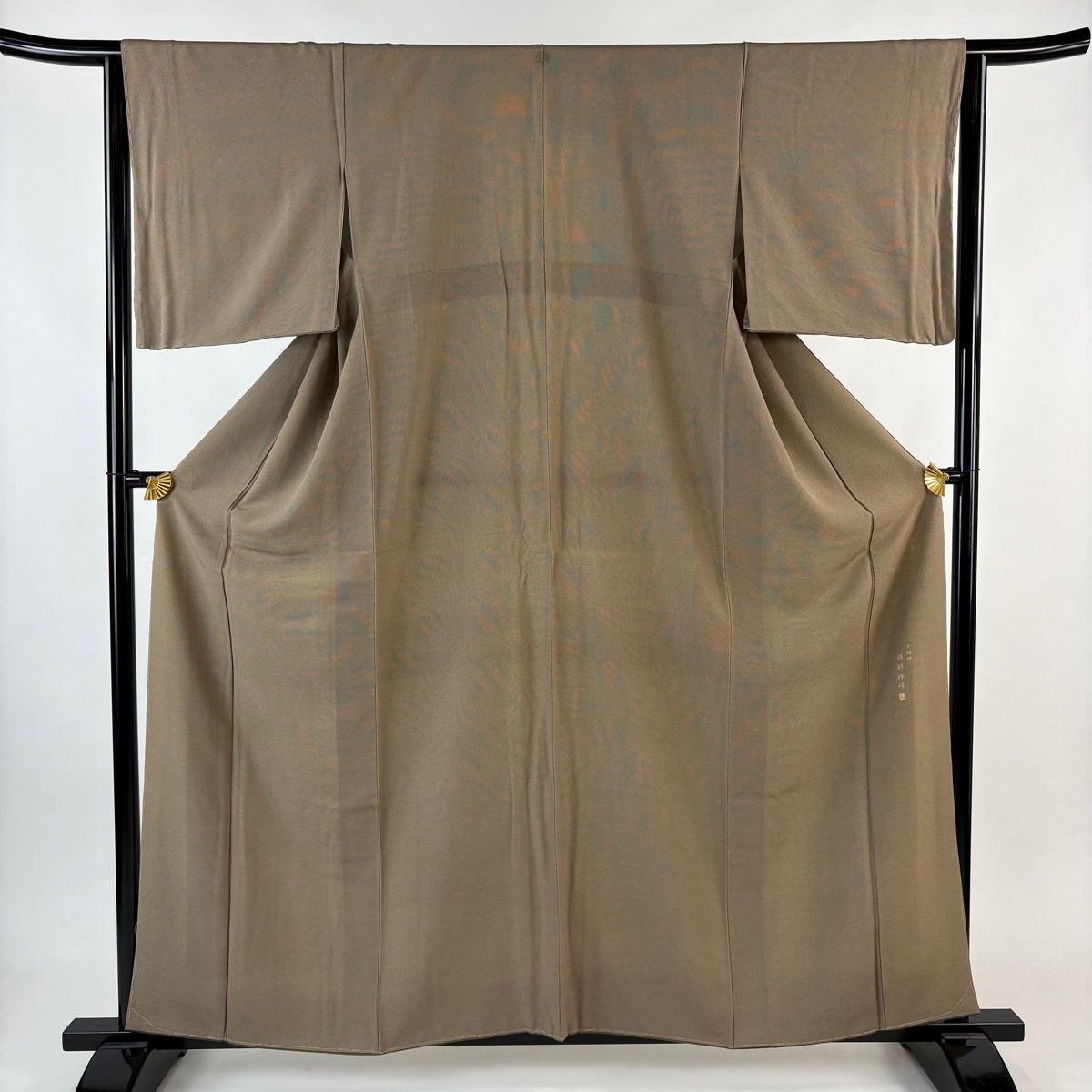 江戸小紋　万筋　一つ紋(縫紋) 身丈165裄70 江戸小紋 身丈160cm 裄丈64cm M 袷 落款 角通し 万筋 茶色 正絹 名品