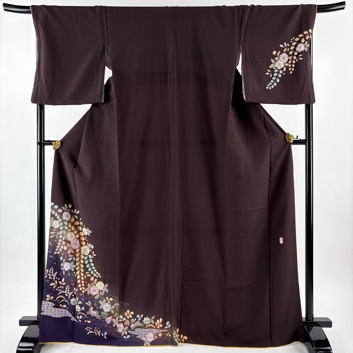 D836 訪問着　翠山工房　やまと誂製　辻ヶ花　うさぎ　正絹　着物　袷　極美品 美品】 付下げ 身丈169cm 裄丈70cm L 袷 翠山工房 やまと 落款 辻が花