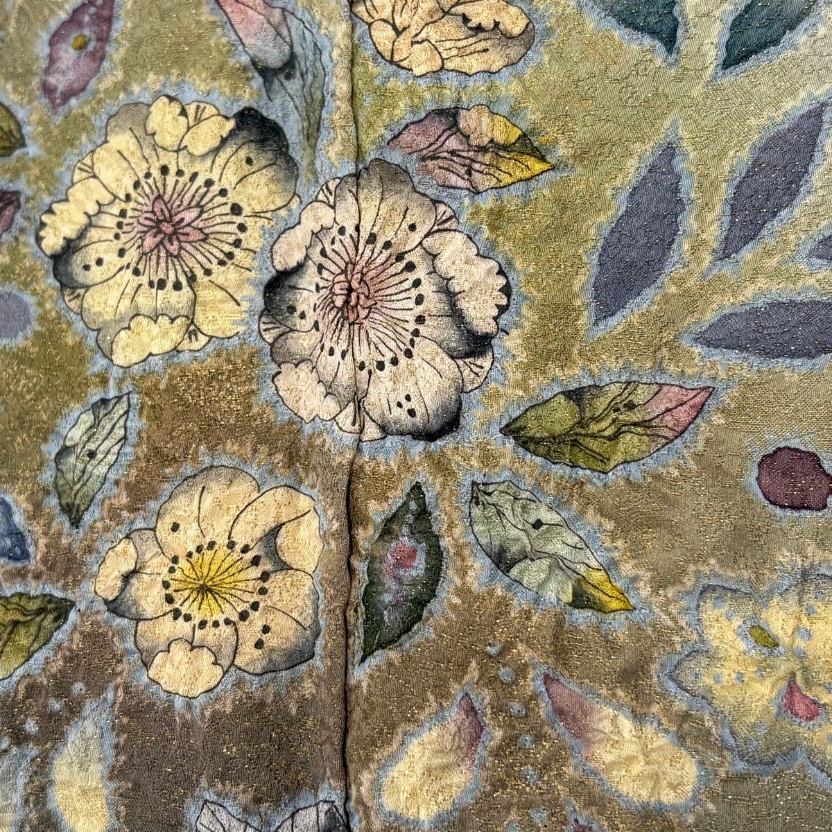 専用です。作家物 訪問着 辻ケ花絞り 徳永憲峯 紫系ぼかし染め 銀通し地紋 落款 作家物 辻が花 絞り 銀通し 天目染め 落款 袷 訪問着 正絹 ブルー 白